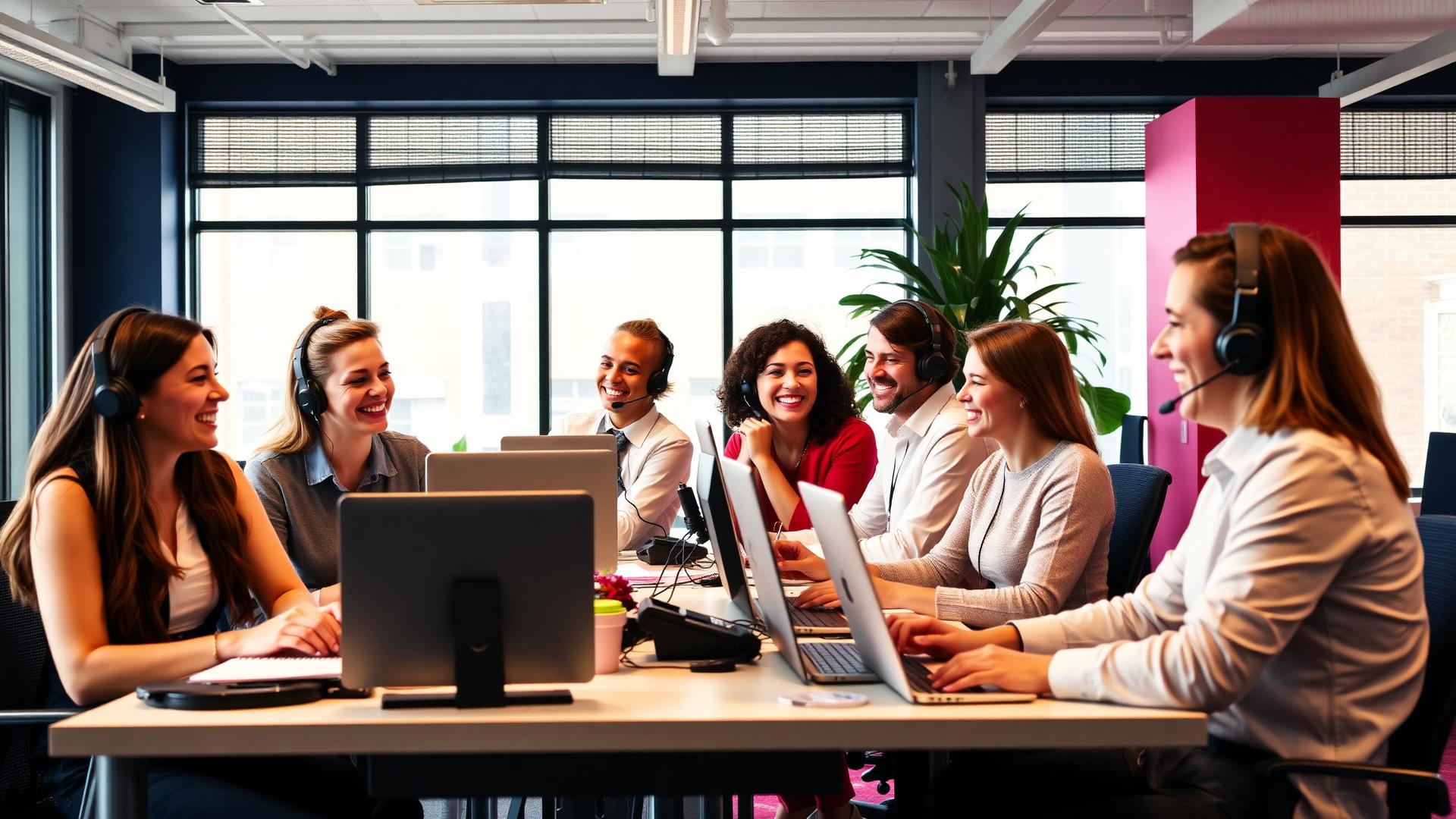 The Major Travel team working together in a bright office