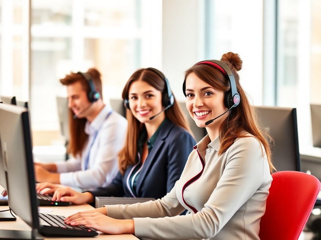 Major Travel reservations consultants working with headsets
