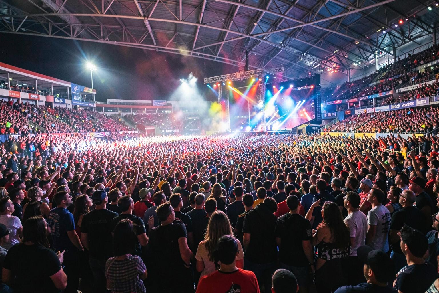 Crowd at a floodlit stadium event
